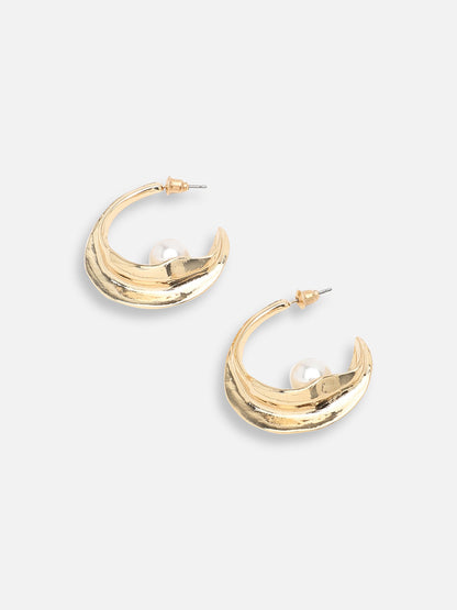 GOLD PLATED CASUAL PEARLS DROP EARRING FOR WOMEN