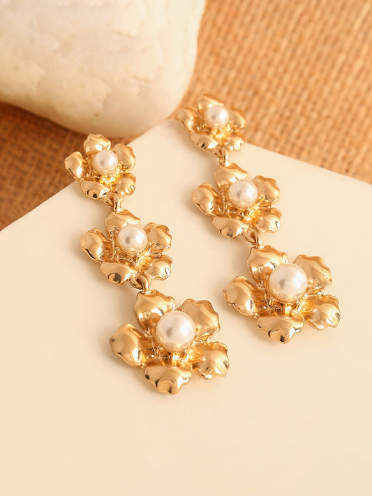GOLD PLATED PARTY PEARLS DROP EARRING FOR WOMEN