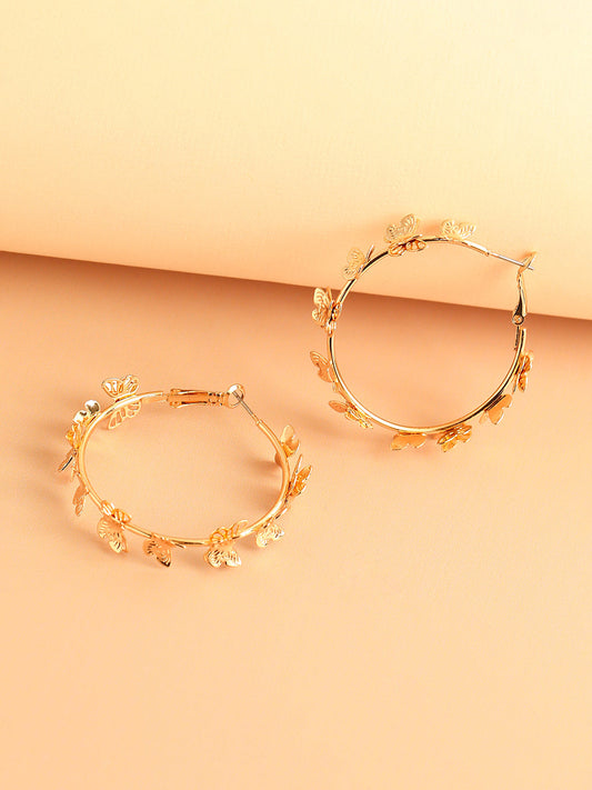 GOLD PLATED PARTY DESIGNER HOOP EARRING FOR WOMEN