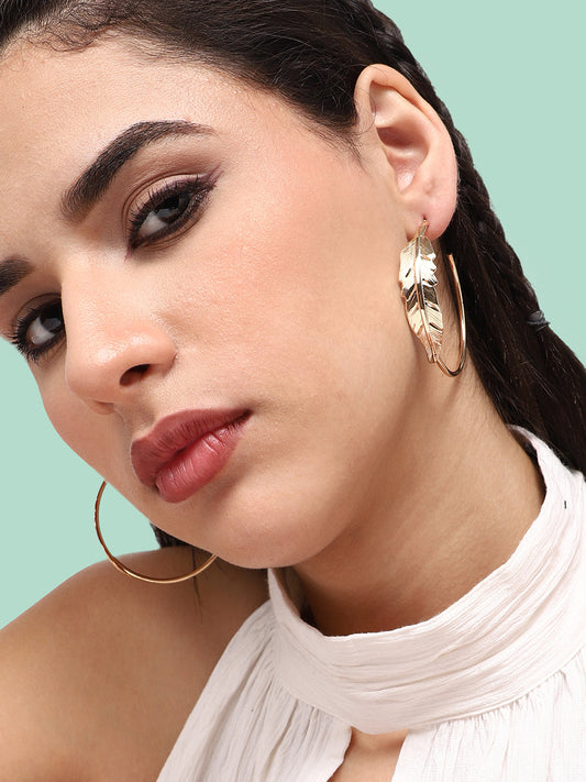 GOLD PLATED PARTY DESIGNER HOOP EARRING FOR WOMEN
