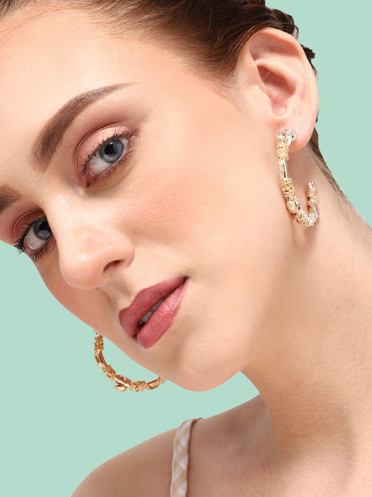 GOLD PLATED PARTY DESIGNER HOOP EARRING FOR WOMEN