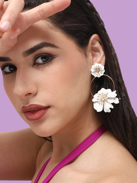 GOLD PLATED PARTY DESIGNER STONE DROP EARRING FOR WOMEN