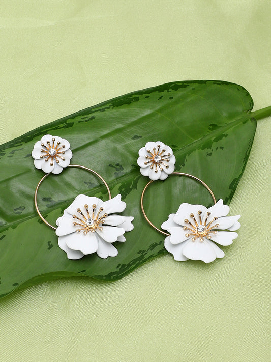 GOLD PLATED PARTY DESIGNER STONE DROP EARRING FOR WOMEN