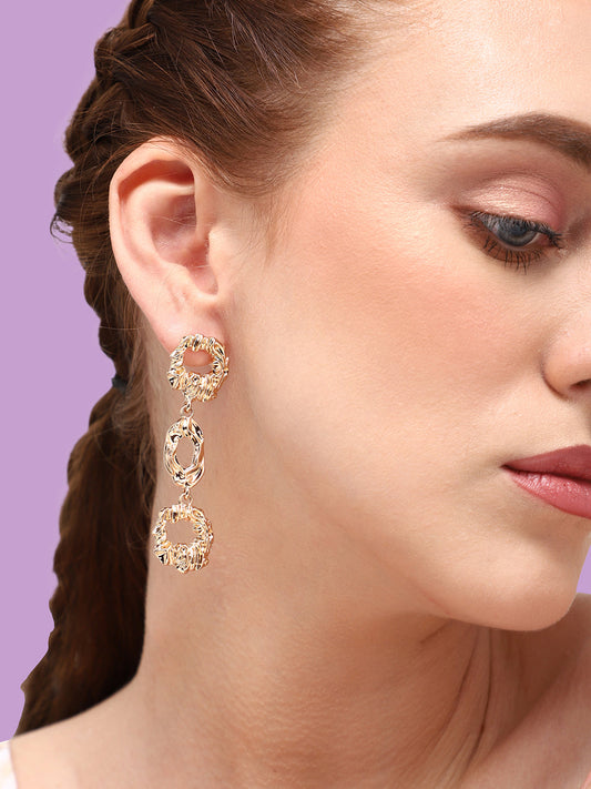 GOLD PLATED PARTY DESIGNER DROP EARRING FOR WOMEN