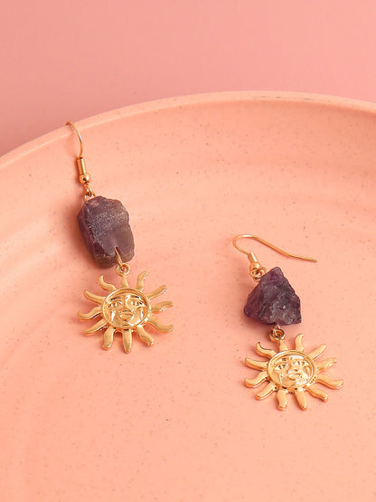 GOLD PLATED PARTY DESIGNER STONE DROP EARRING FOR WOMEN