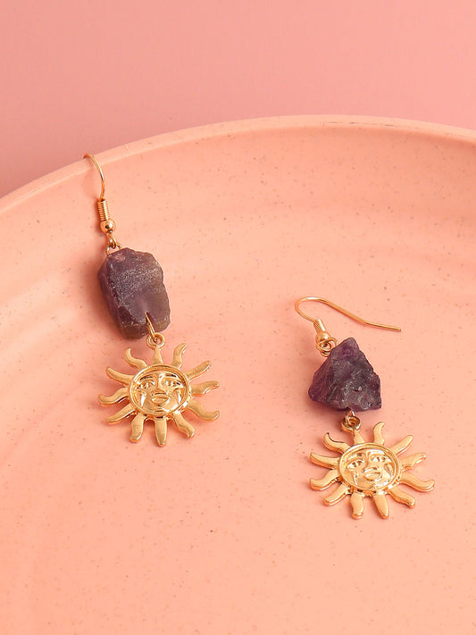 GOLD PLATED PARTY DESIGNER STONE DROP EARRING FOR WOMEN