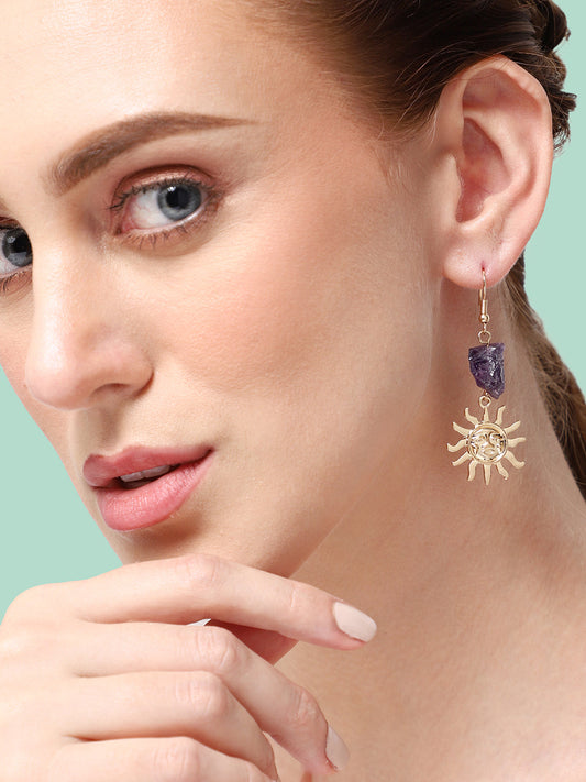 GOLD PLATED PARTY DESIGNER STONE DROP EARRING FOR WOMEN