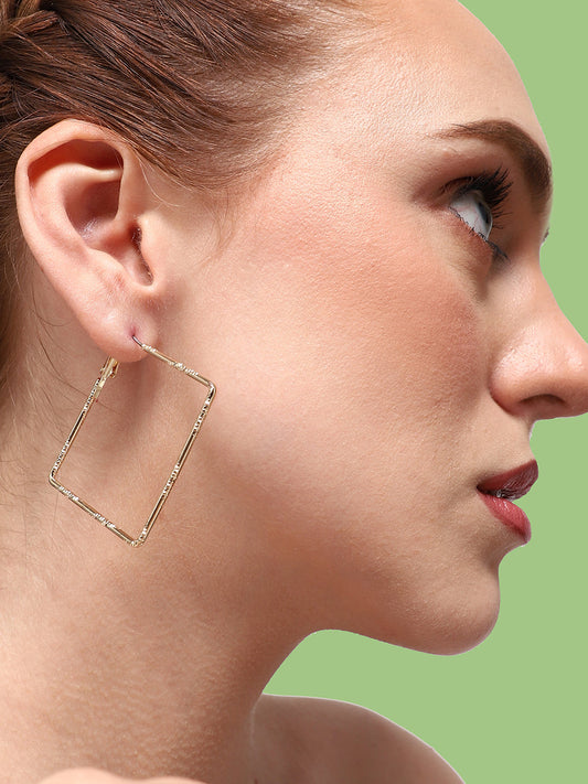GOLD PLATED PARTY DESIGNER STONE HOOP EARRING FOR WOMEN