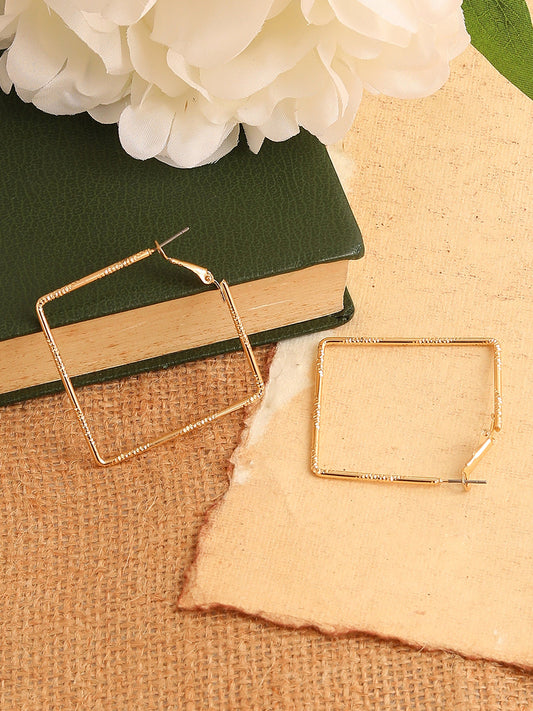 GOLD PLATED PARTY DESIGNER STONE HOOP EARRING FOR WOMEN