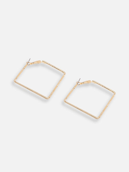 GOLD PLATED PARTY DESIGNER STONE HOOP EARRING FOR WOMEN