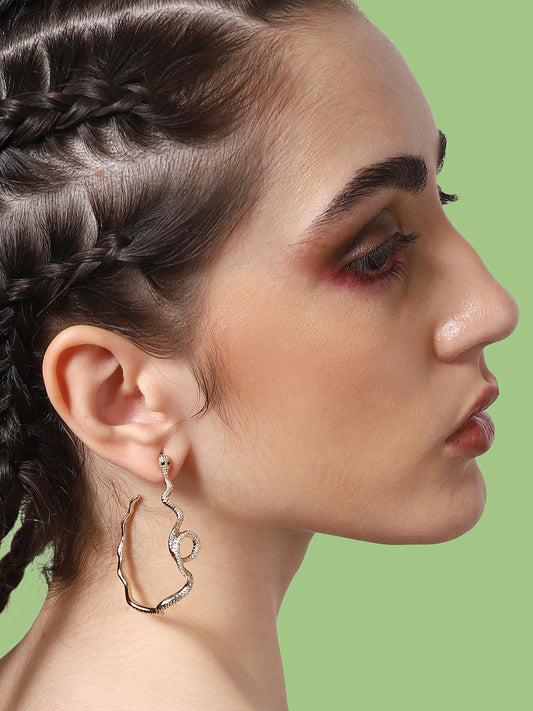 GOLD PLATED PARTY DESIGNER STONE HOOP EARRING FOR WOMEN