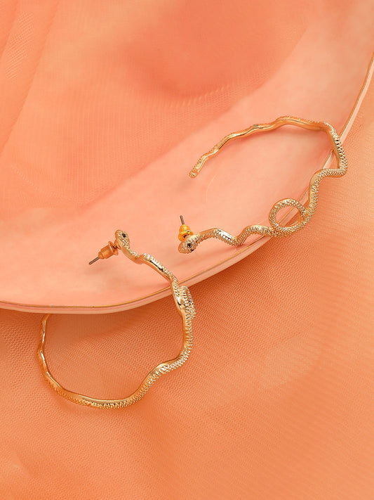 GOLD PLATED PARTY DESIGNER STONE HOOP EARRING FOR WOMEN