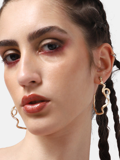 GOLD PLATED PARTY DESIGNER STONE HOOP EARRING FOR WOMEN
