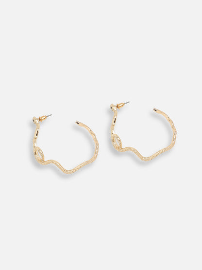 GOLD PLATED PARTY DESIGNER STONE HOOP EARRING FOR WOMEN