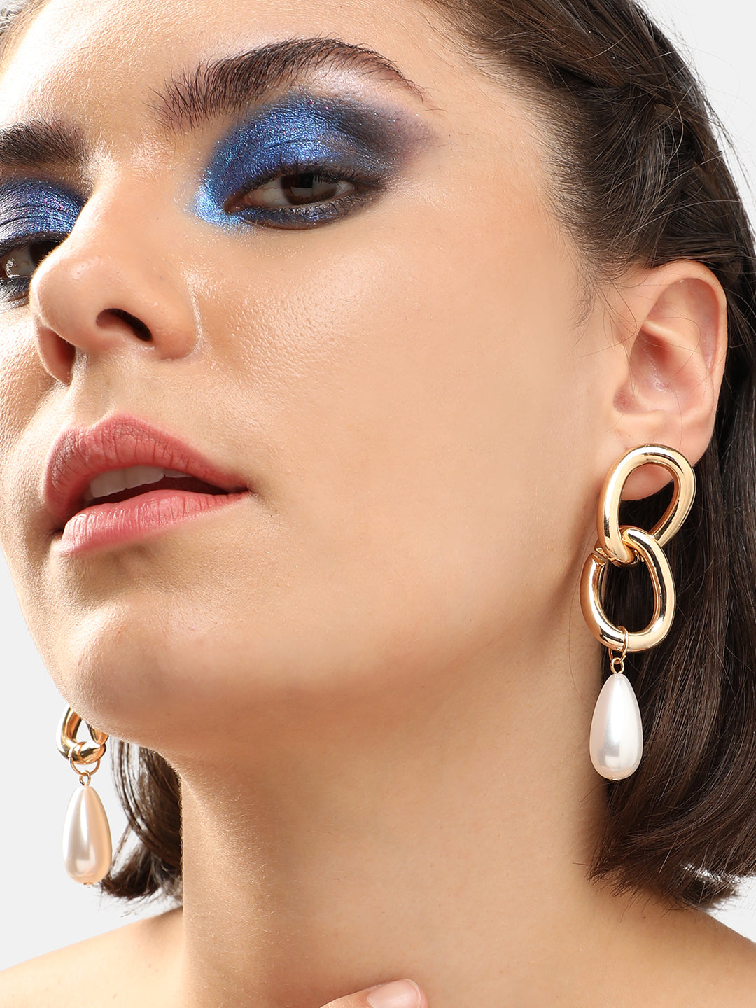 GOLD PLATED PARTY PEARLS DROP EARRING FOR WOMEN