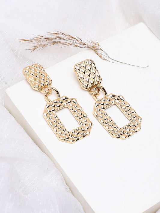GOLD PLATED PARTY DESIGNER STONE DROP EARRING FOR WOMEN