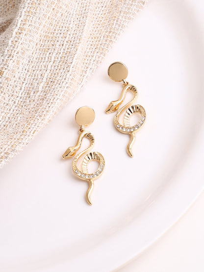 GOLD PLATED PARTY DESIGNER STONE DROP EARRING FOR WOMEN