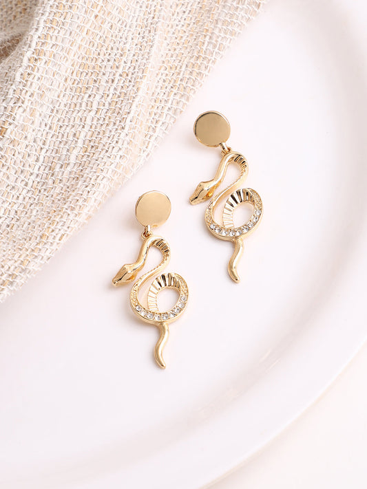 GOLD PLATED PARTY DESIGNER STONE DROP EARRING FOR WOMEN