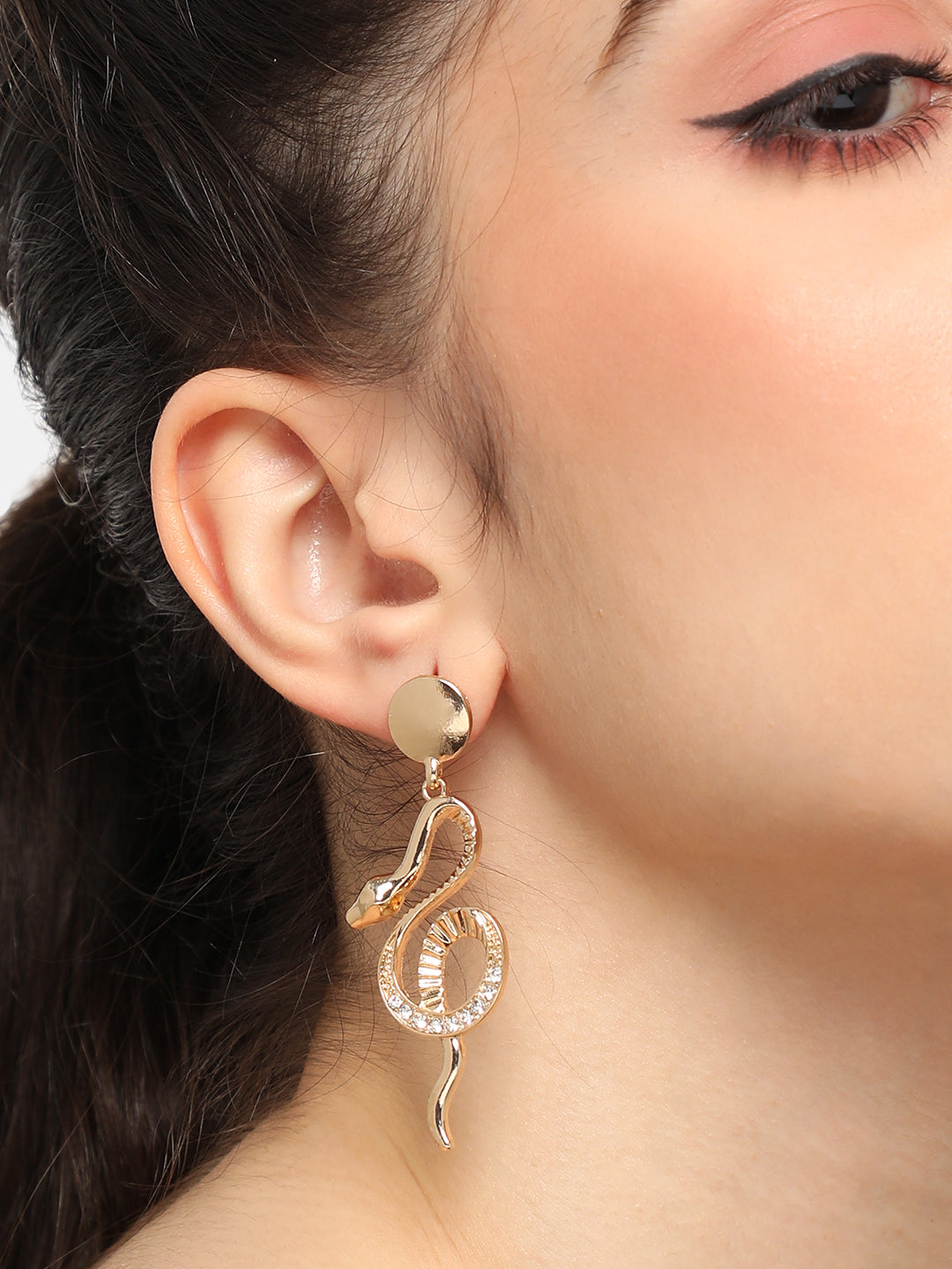 GOLD PLATED PARTY DESIGNER STONE DROP EARRING FOR WOMEN