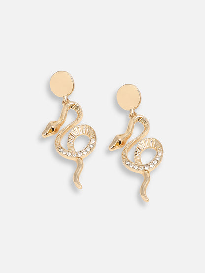 GOLD PLATED PARTY DESIGNER STONE DROP EARRING FOR WOMEN