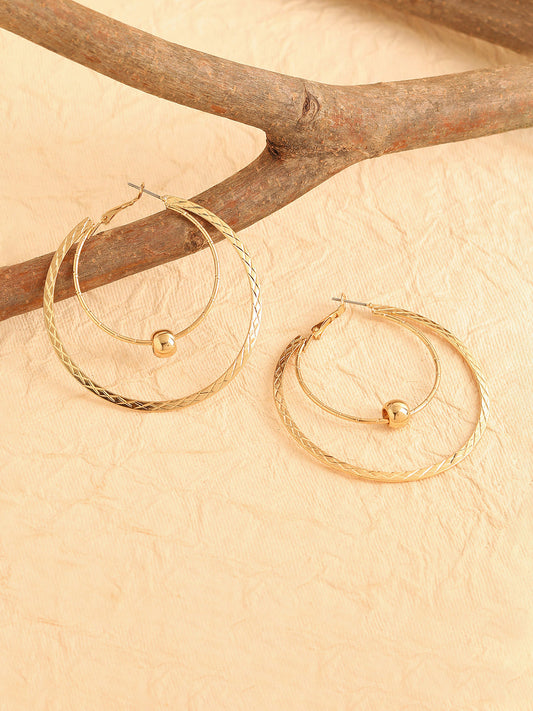GOLD PLATED PARTY DESIGNER STONE HOOP EARRING FOR WOMEN