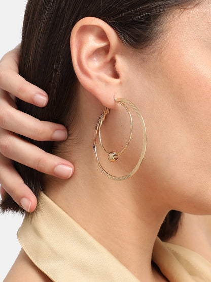 GOLD PLATED PARTY DESIGNER STONE HOOP EARRING FOR WOMEN
