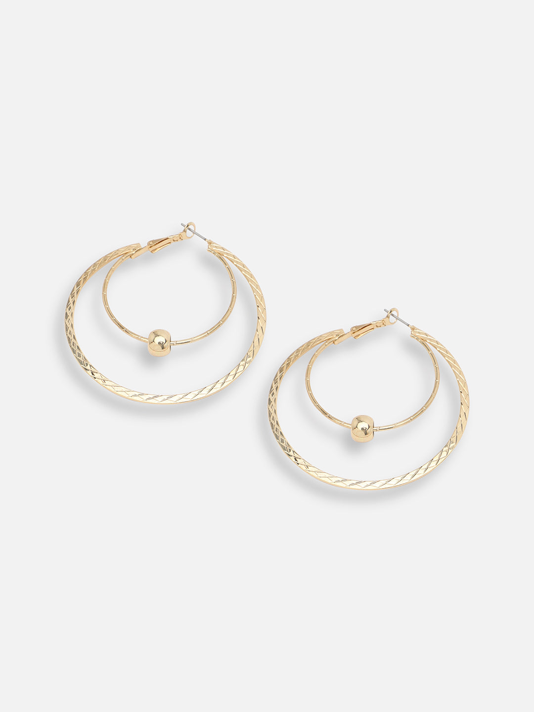 GOLD PLATED PARTY DESIGNER STONE HOOP EARRING FOR WOMEN