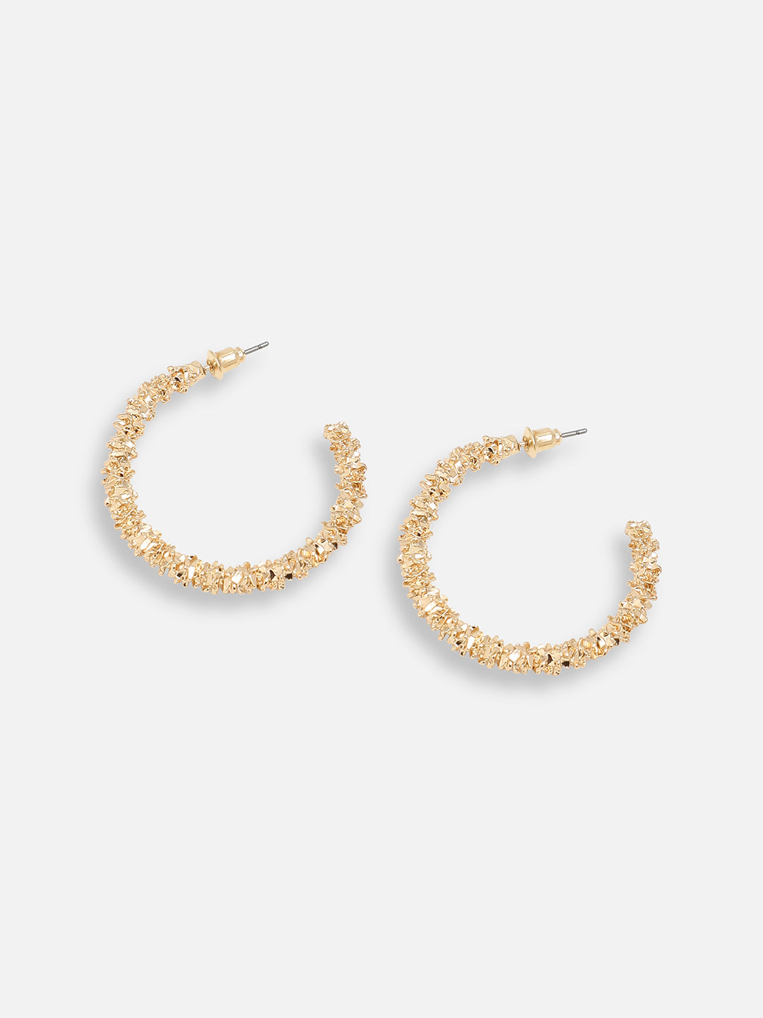 GOLD PLATED PARTY DESIGNER STONE HOOP EARRING FOR WOMEN