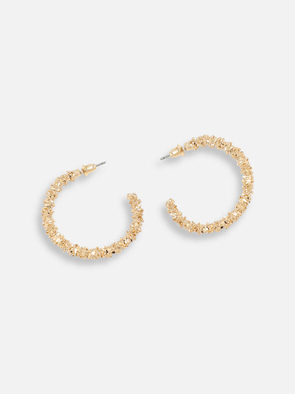 GOLD PLATED PARTY DESIGNER STONE HOOP EARRING FOR WOMEN