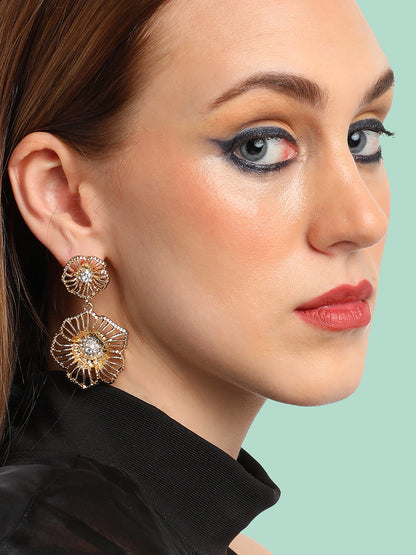 GOLD PLATED PARTY DESIGNER DROP EARRING FOR WOMEN