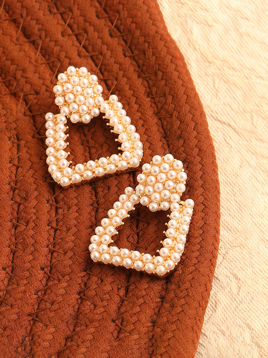 GOLD PLATED PARTY PEARLS DROP EARRING FOR WOMEN