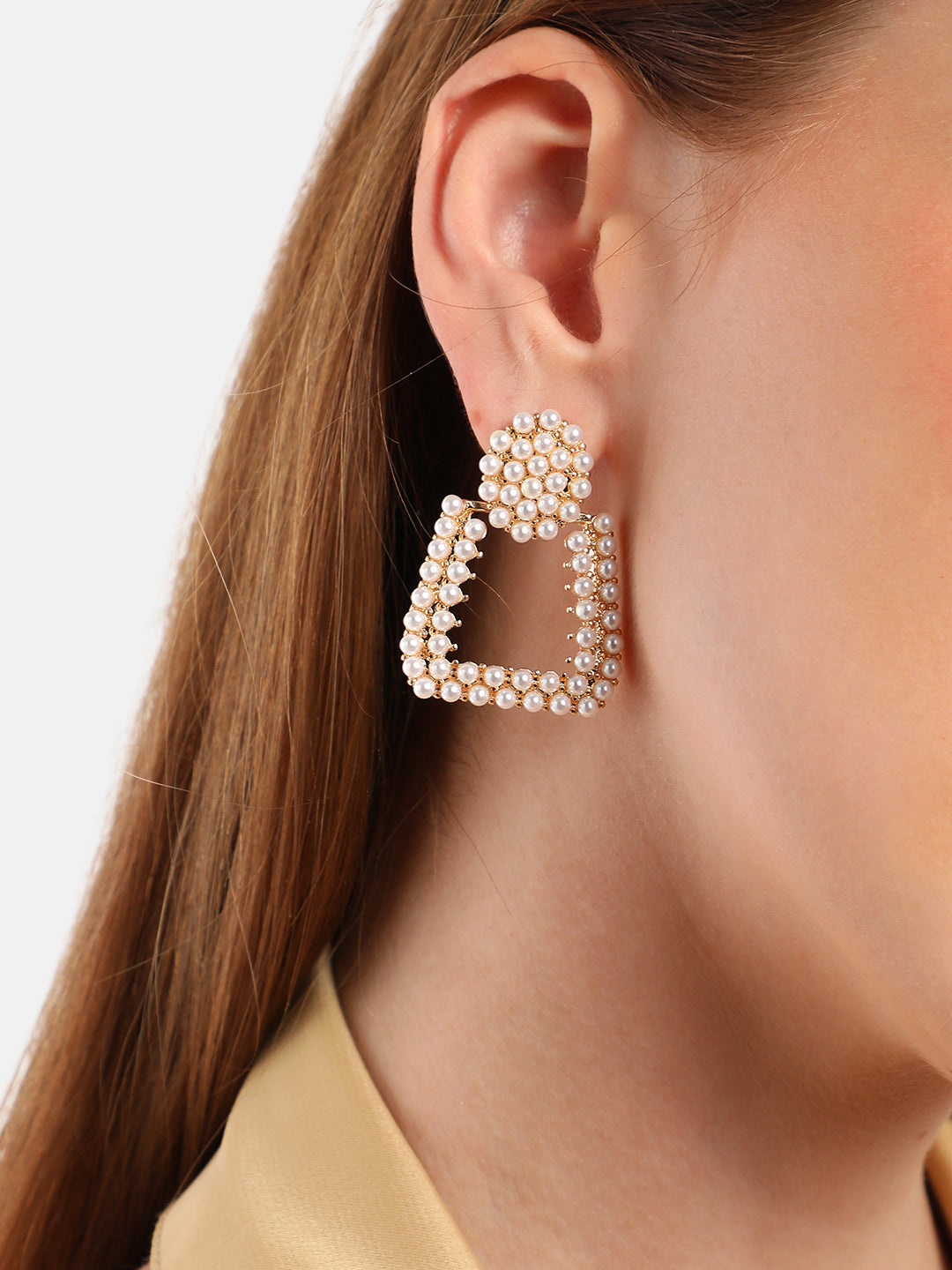 GOLD PLATED PARTY PEARLS DROP EARRING FOR WOMEN
