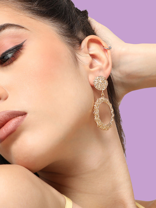 GOLD PLATED PARTY DESIGNER STONE DROP EARRING FOR WOMEN
