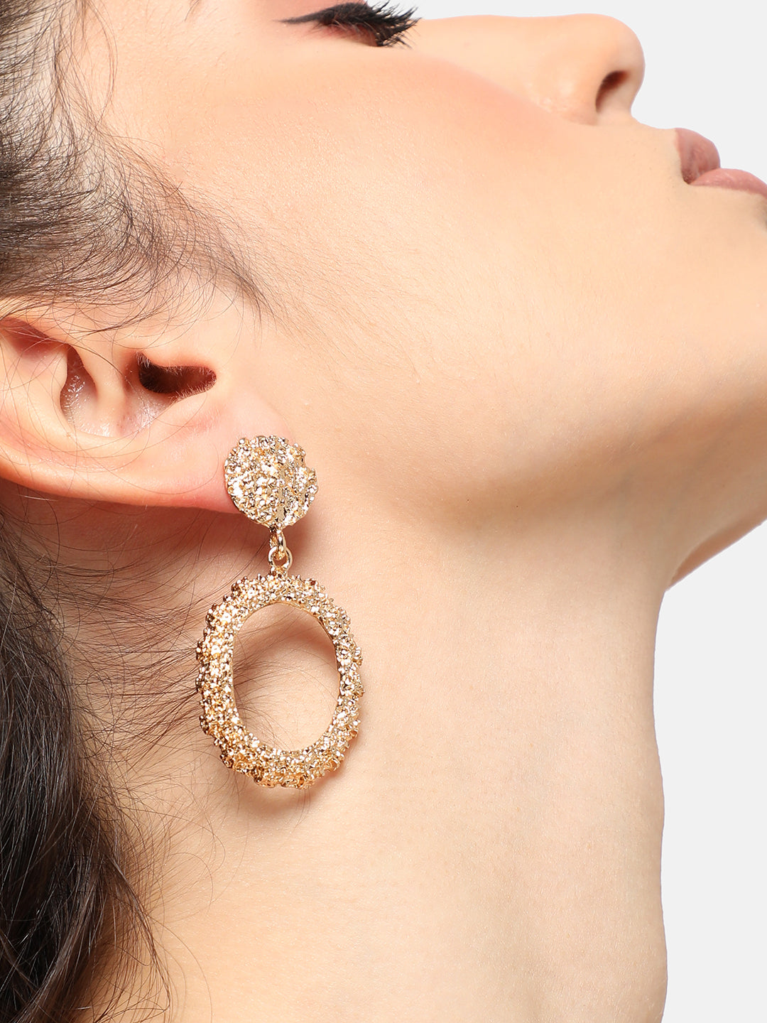 GOLD PLATED PARTY DESIGNER STONE DROP EARRING FOR WOMEN