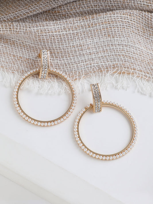 GOLD PLATED PARTY DESIGNER STONE DROP EARRING FOR WOMEN