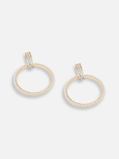 GOLD PLATED PARTY DESIGNER STONE DROP EARRING FOR WOMEN