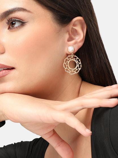 GOLD PLATED PARTY DESIGNER STONE DROP EARRING FOR WOMEN