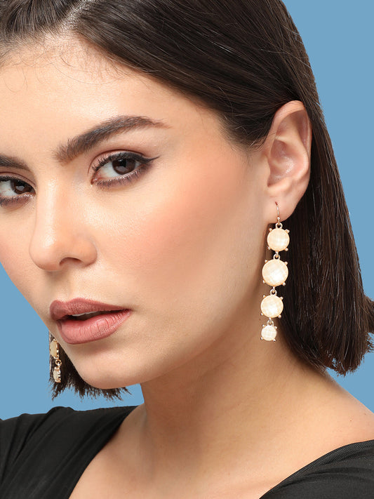 GOLD PLATED PARTY DESIGNER STONE DROP EARRING FOR WOMEN