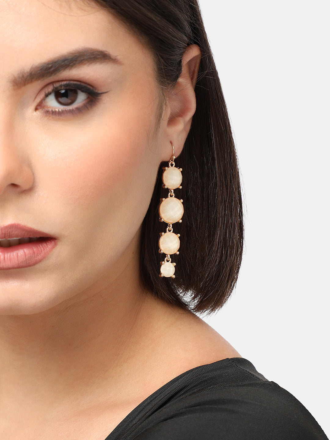 GOLD PLATED PARTY DESIGNER STONE DROP EARRING FOR WOMEN