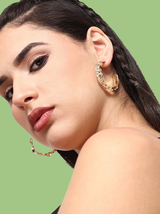 GOLD PLATED PARTY DESIGNER HOOP EARRING FOR WOMEN