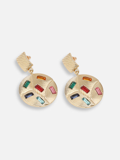 GOLD PLATED PARTY DESIGNER STONE DROP EARRING FOR WOMEN