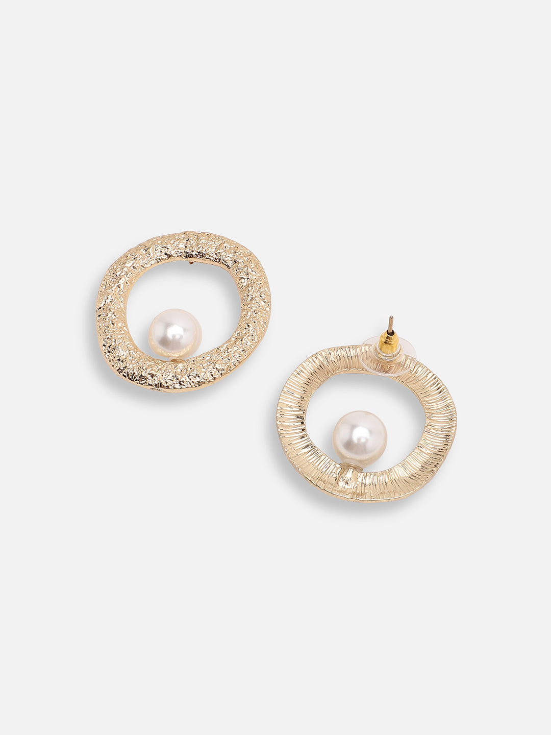 GOLD PLATED CASUAL PEARLS STUD FOR WOMEN