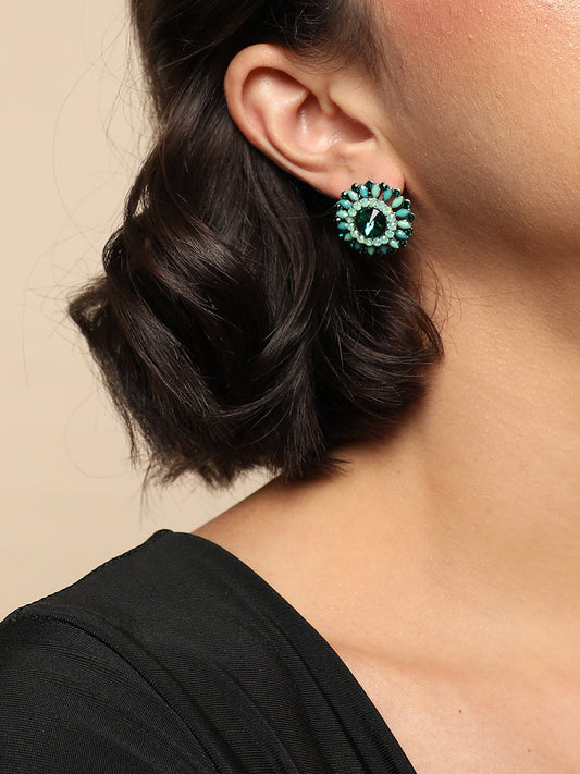 Gold Plated Designer Stone Stud