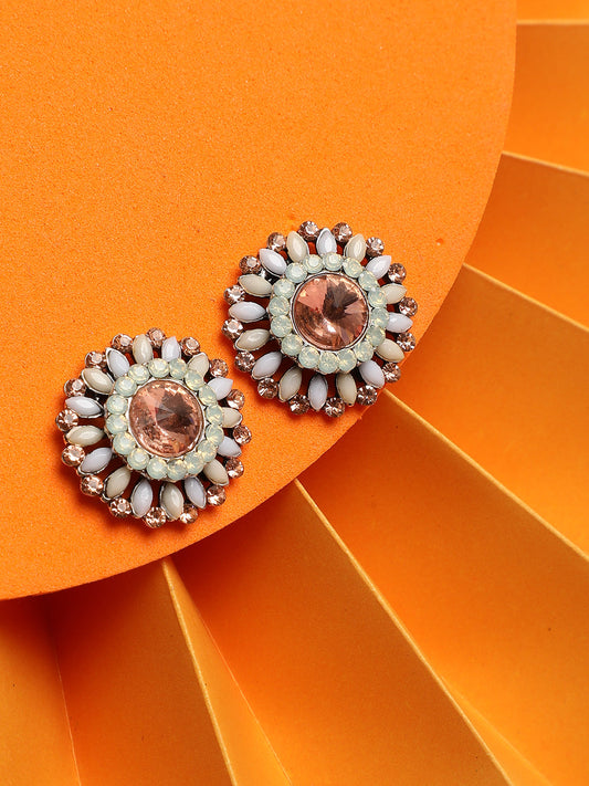 Gold Plated Designer Stone Stud