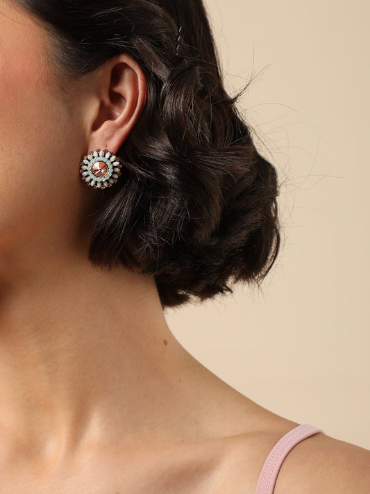 Gold Plated Designer Stone Stud