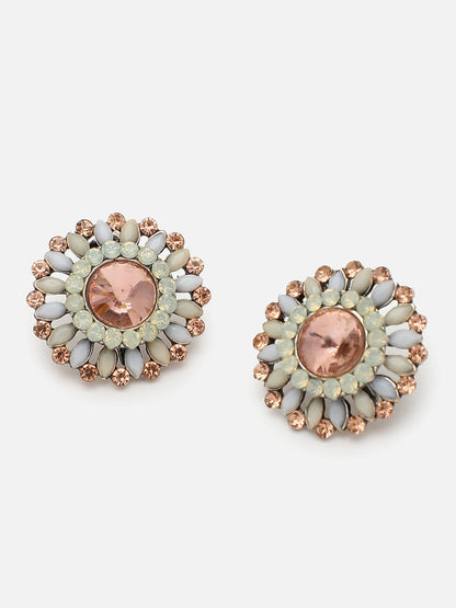 Gold Plated Designer Stone Stud