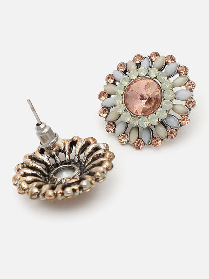 Gold Plated Designer Stone Stud