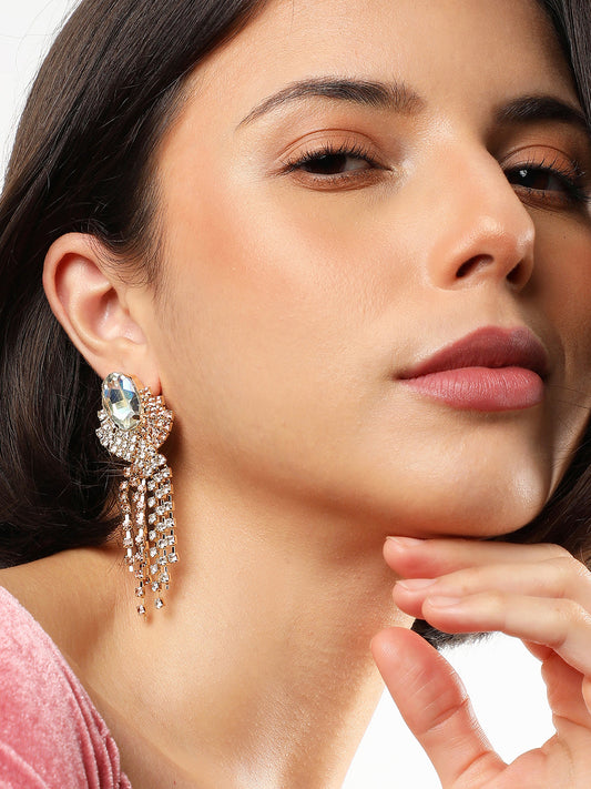 DESIGNER RHINESTONES DROP EARRINGS