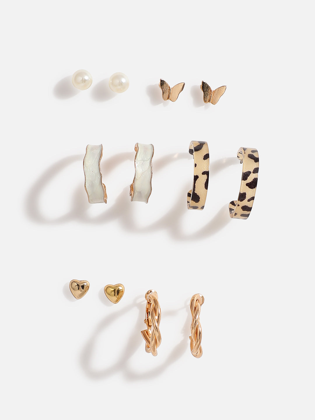 WOMEN SET OF 6 HOOP AND STUD EARRINGS