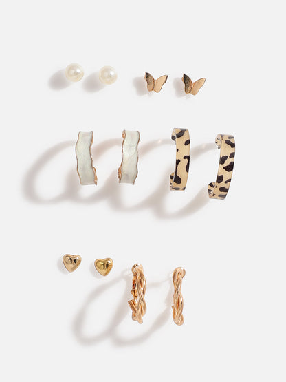 WOMEN SET OF 6 HOOP AND STUD EARRINGS